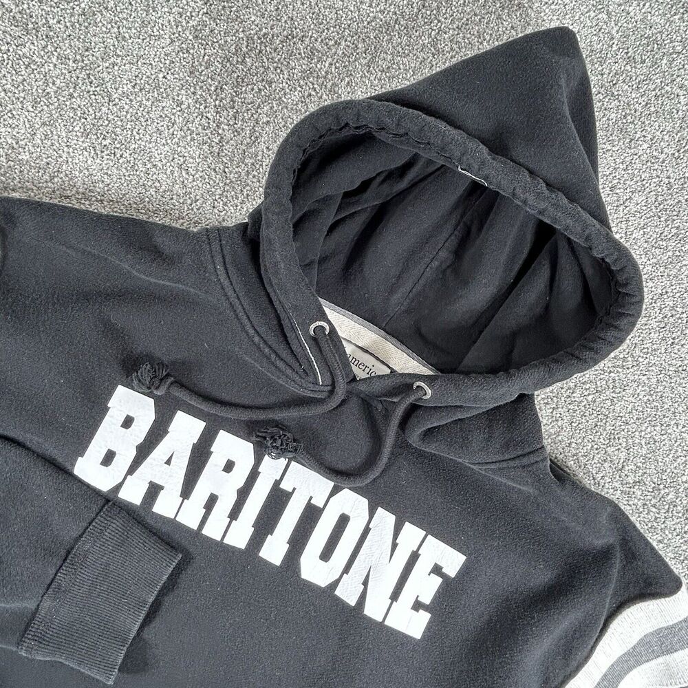 J. America Graphic Hoodie Men’s Black Pull Over Sweatshirt Baritone Size Lg